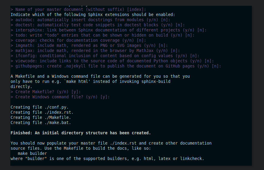 Sphinx configuration wizard - Part 2