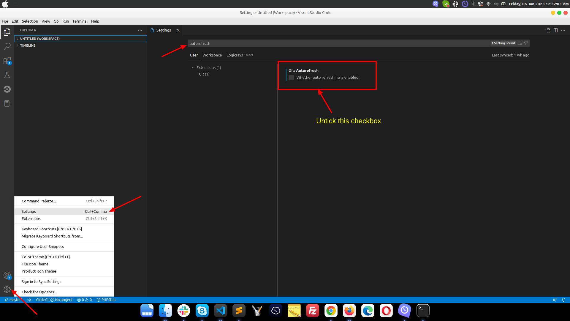 Switch off git-autorefresh