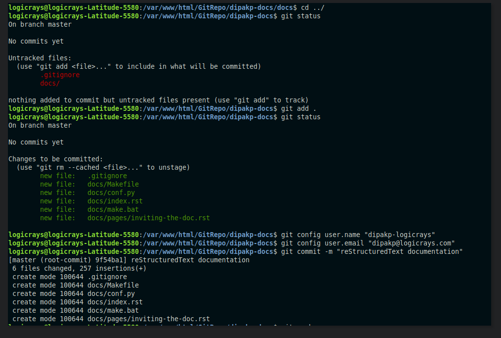 Git commands execution - Part 1