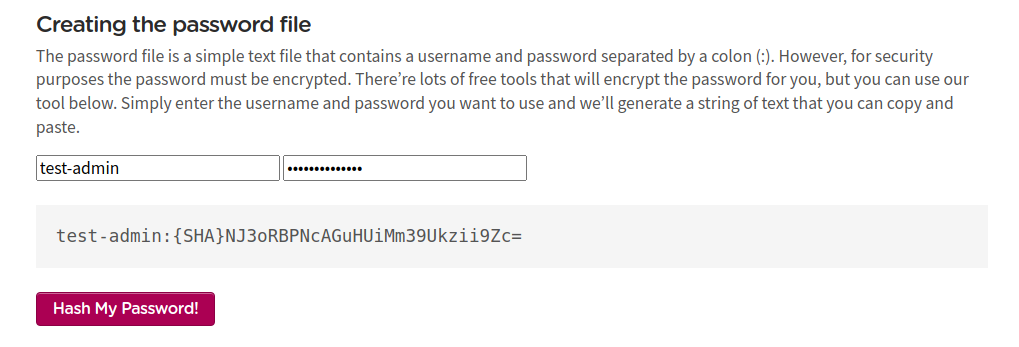 Creating Hash password