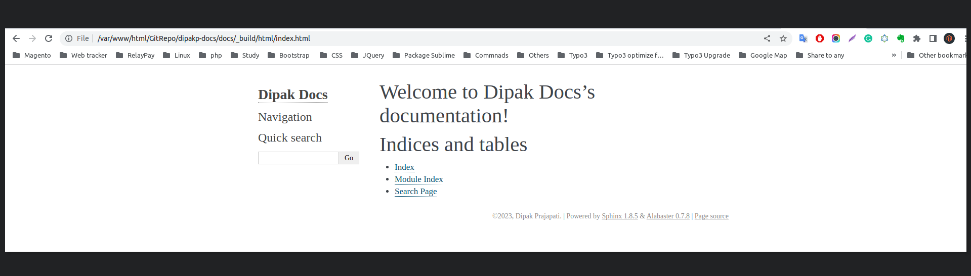 HTML documentation preview