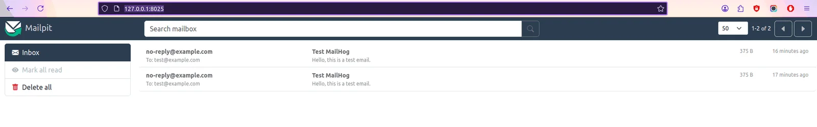 Mailpit Web Interface