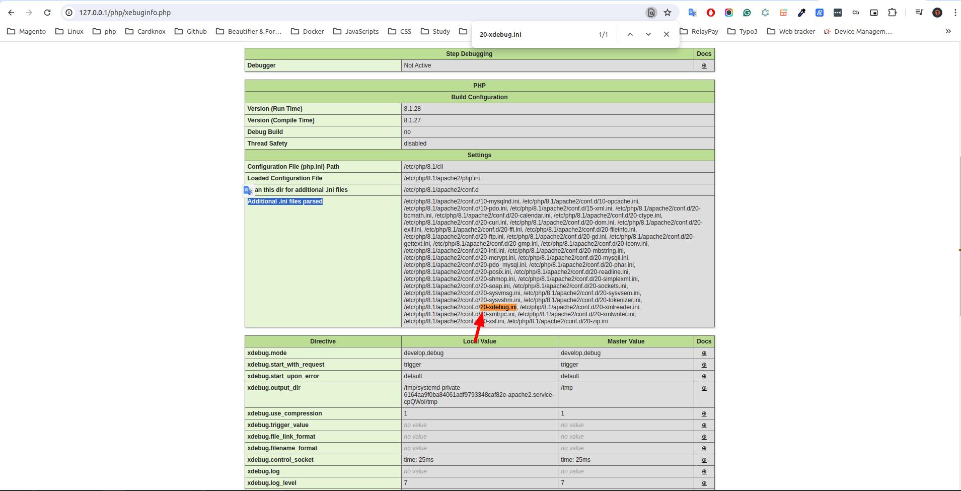 Xdebug ini file path