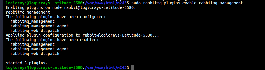 RabbitMQ Management plugin enabled