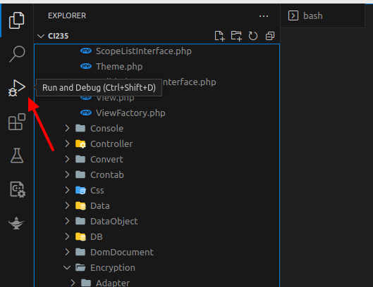 VS Code debug view