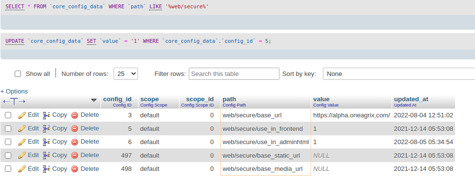 SQL query result