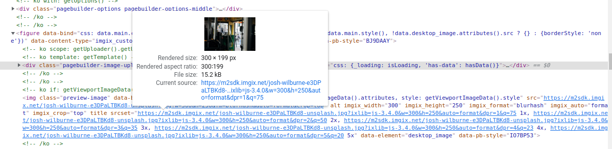 Srcset generated in img tag