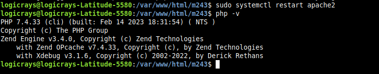 PHP version with Xdebug installed